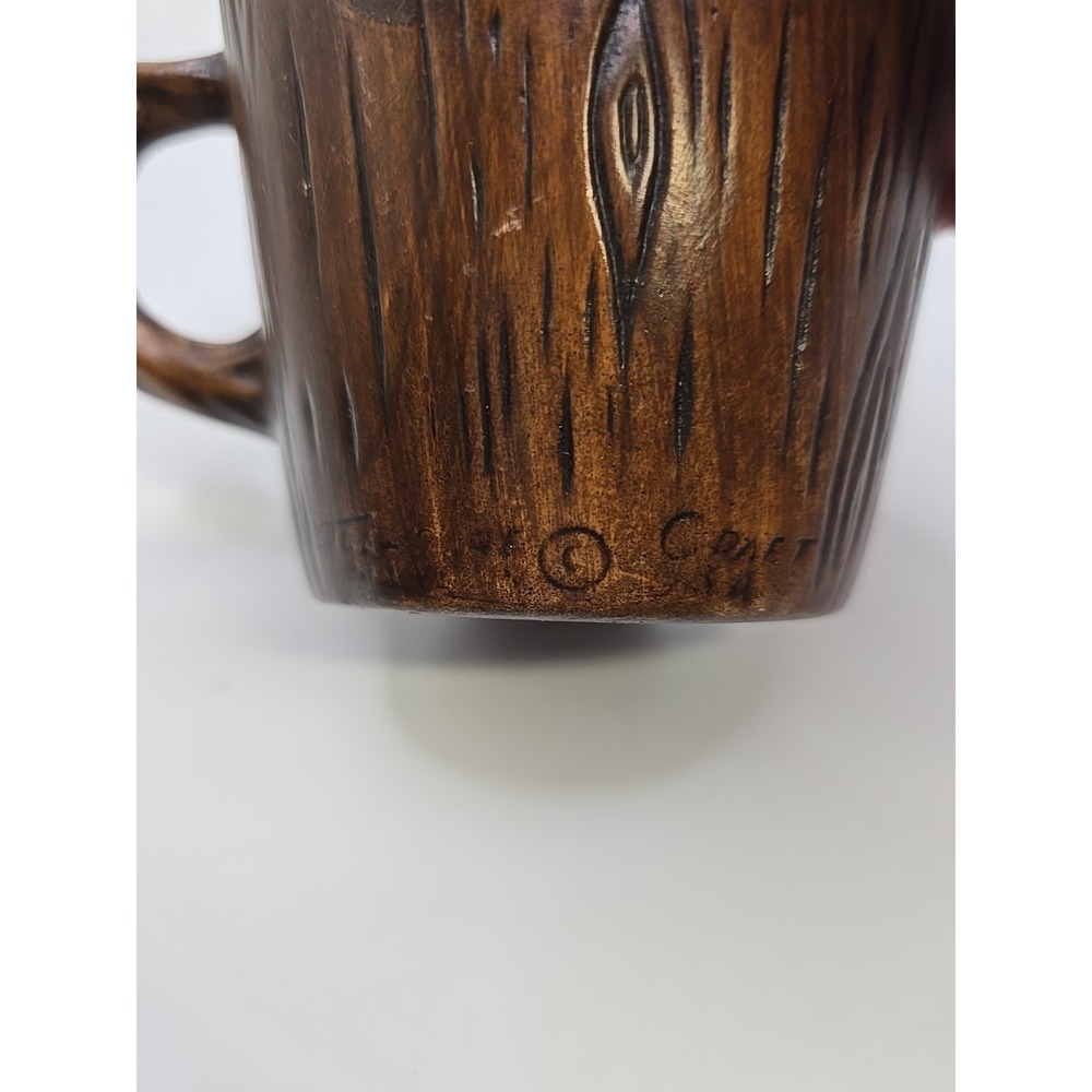 Vintag Treasure Craft Coffee Ceramic Mug With Wood Bark Design And Pear Fruit - Picture 3 of 7